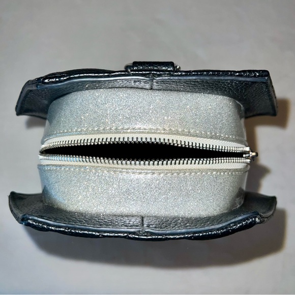 Lux de Ville Elvira Matte Black and Silver Sparkle Coffin Backpack - Picture 6 of 14